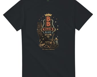 B.B. King’s Blues Club Memphis T-Shirt – Vintage Style Blues Guitar Graphic Tee – Music Lover Gift – Retro BB King Inspired Shirt