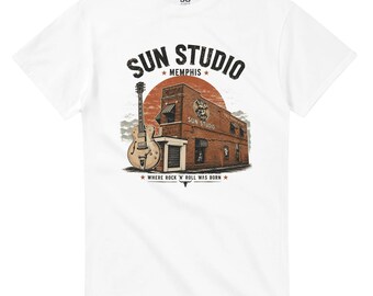 Vintage Sun Studio Memphis T-Shirt | Rock 'N' Roll Was Born Tee | Retro Tennessee Music Shirt | Guitar Graphic | Rockabilly Gift