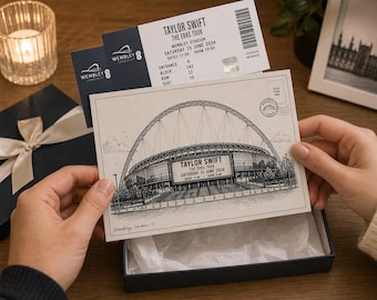 Personalised Wembley Stadium Concert Print | Custom Gig Poster Made For You | London Stadium Illustration | Any Artist & Date | Music Gift