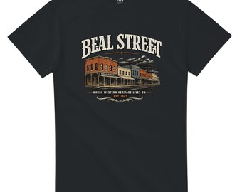 Beale Street Vintage Western T-Shirt | Retro Memphis Tennessee Graphic Tee | Rustic Americana Apparelountry Music Gift |