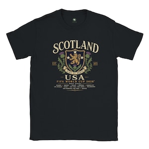 Camiseta Escocia-EE. UU. para el Mundial 2026, camiseta vintage con escudo escocés, diseño de cardo y león, regalo para aficionados al fútbol, camiseta retro desgastada.