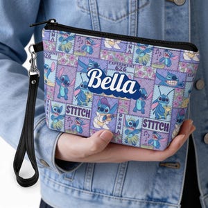 Lilo & Stitch Personalized Makeup Bag | Custom Name Travel Cosmetic Case for Her