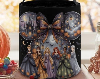 Personalized Disney Princess Halloween Basket , Custom Mickey Not So Scary Candy Bag , Spooky Season Gift