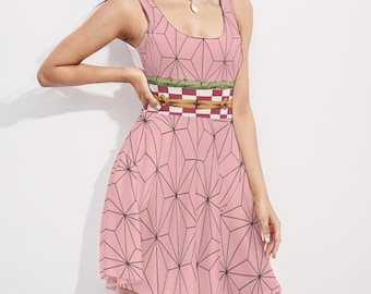 Anime Inspiriert Rosa Geometrische Kleid