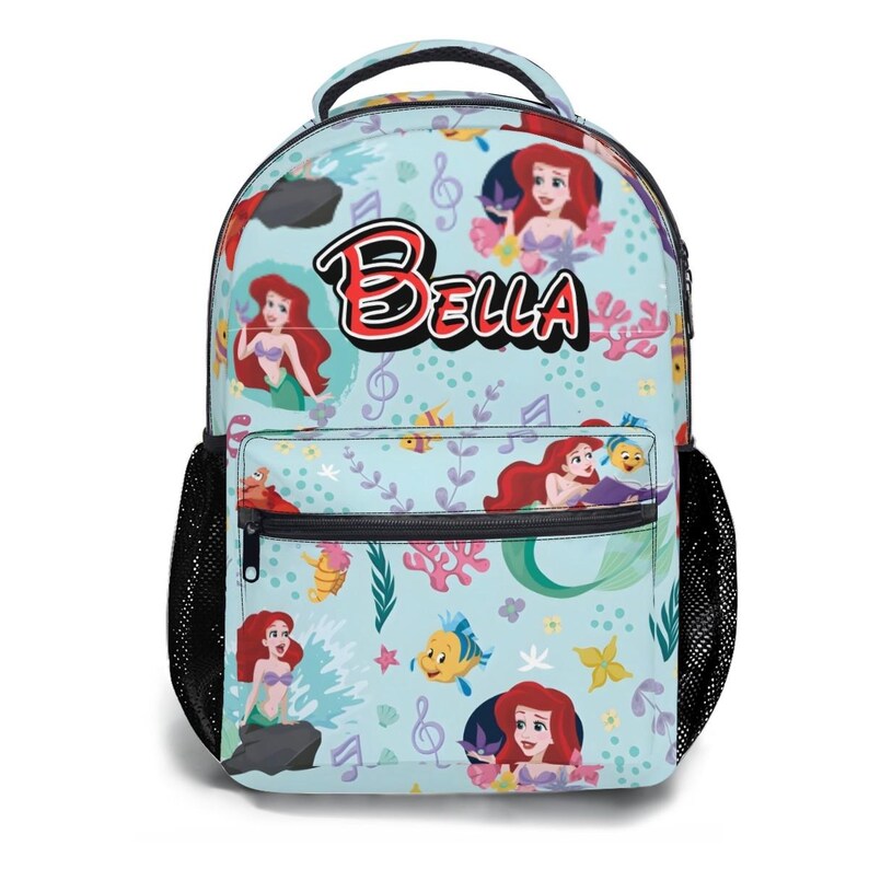 Custom Disney Princess Ariel Backpack Bundle, 17in Little Mermaid School Bag Set with Lunch Bag image 2