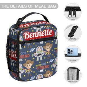 Buzz Lightyear and Woody Lunch Bag , Personalized Toy story lunch box image 3