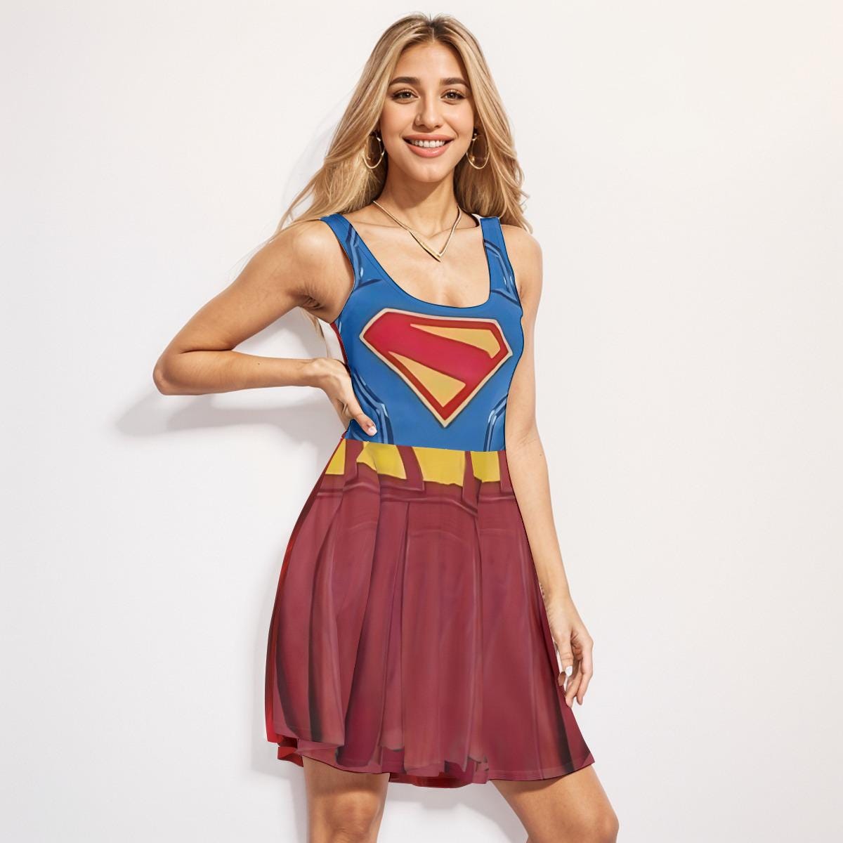 Discover Supergirl Dress, Superhero Cosplay Skater Dress
