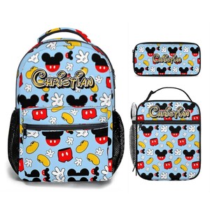 Personalized Mickey Mouse 17in Backpack Bundle with Matching Lunch Bag, Custom Disney Backpack Set image 2