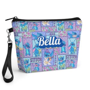 Neceser personalizado de Lilo & Stitch / Estuche de viaje de cosméticos personalizado de piel sintética imagen 2