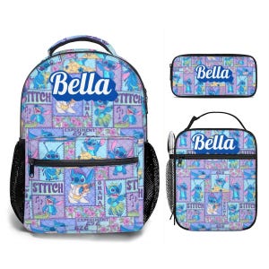 Lilo & Stitch 17in Backpack Bundle with Matching Lunch Bag Black