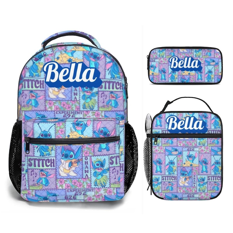 Lilo & Stitch 17in Backpack Bundle with Matching Lunch Bag Black