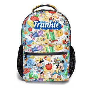 Personalized Mickey Mouse 17in Backpack Bundle with Matching Lunch Bag, Custom Disney Backpack Set image 3