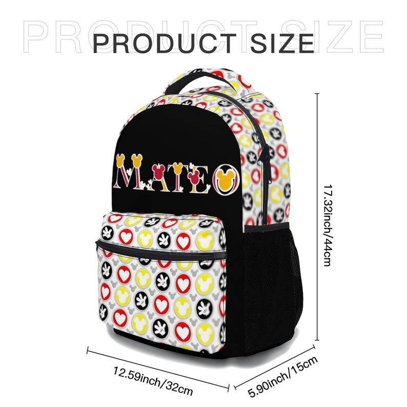 Gepersonaliseerde Mickey Mouse 17-inch rugzakbundel met bijpassende lunchtas, aangepaste Disney-rugzakkenset afbeelding 6