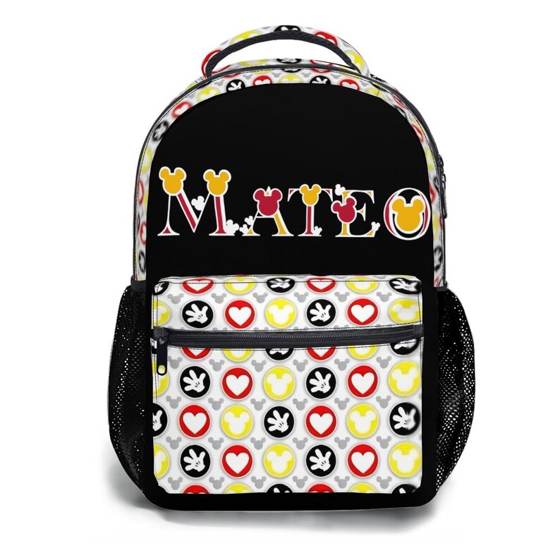 Gepersonaliseerde Mickey Mouse 17-inch rugzakbundel met bijpassende lunchtas, aangepaste Disney-rugzakkenset afbeelding 8