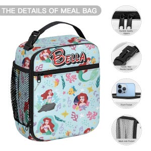 Custom Disney Princess Ariel Backpack Bundle, 17in Little Mermaid School Bag Set with Lunch Bag image 8