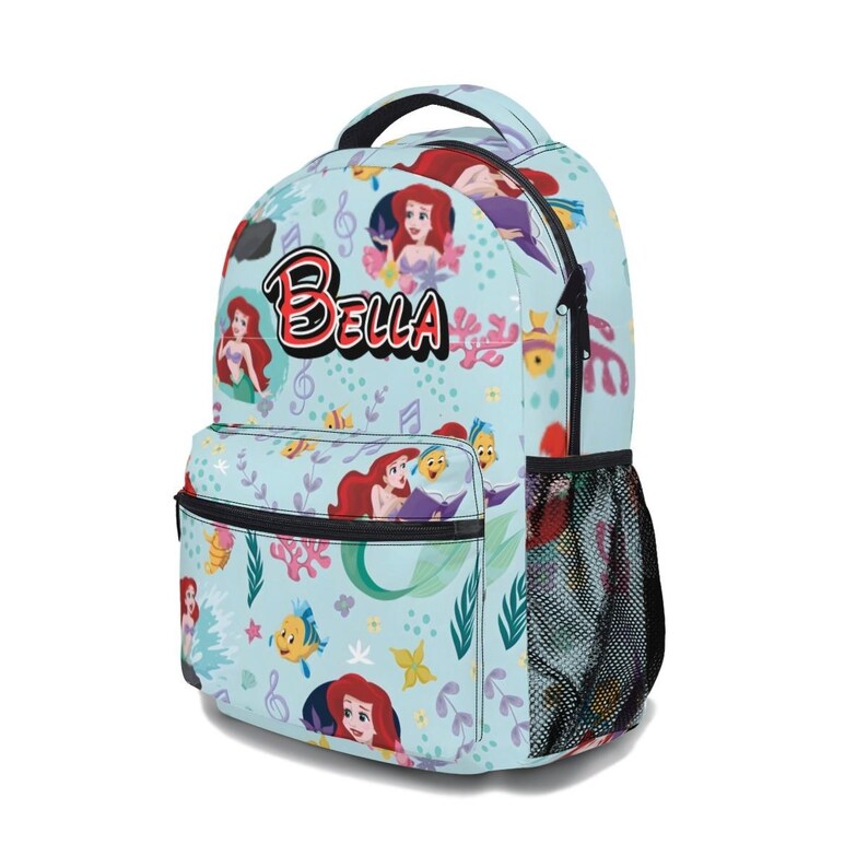 Custom Disney Princess Ariel Backpack Bundle, 17in Little Mermaid School Bag Set with Lunch Bag image 3