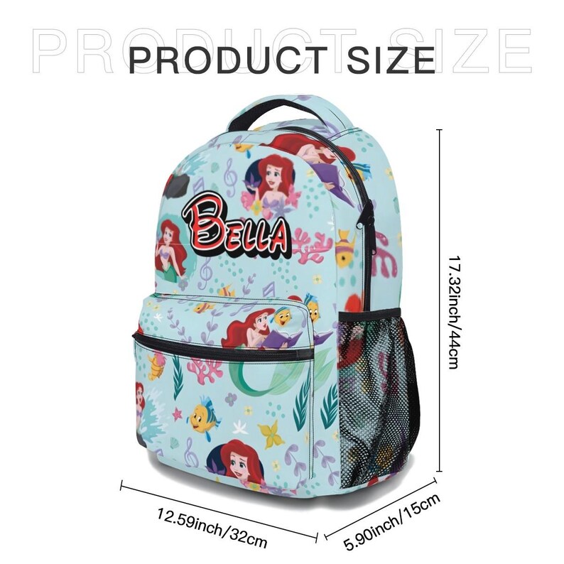 Custom Disney Princess Ariel Backpack Bundle, 17in Little Mermaid School Bag Set with Lunch Bag image 9