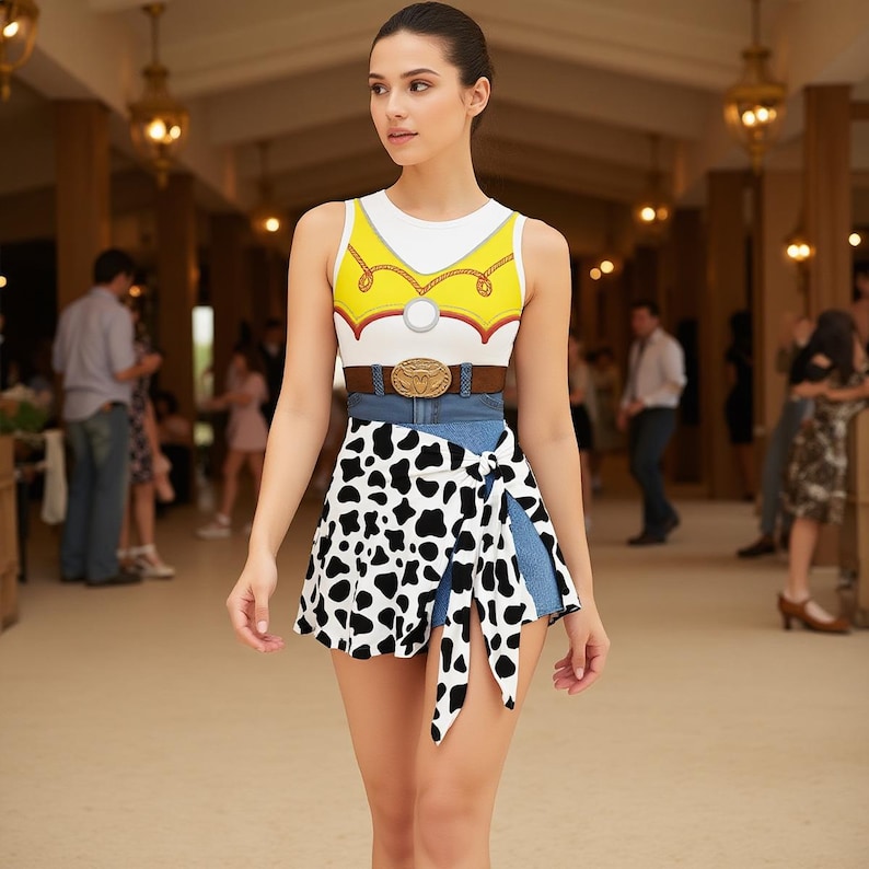 Jessie Cowgirl Tennis Dress | Toy Story Athletic Costume | Western Sleeveless Mini Dress with Skort image 2