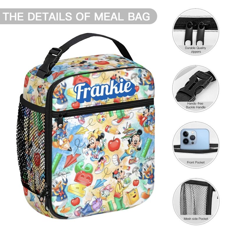 Personalized Mickey Mouse 17in Backpack Bundle with Matching Lunch Bag, Custom Disney Backpack Set image 8