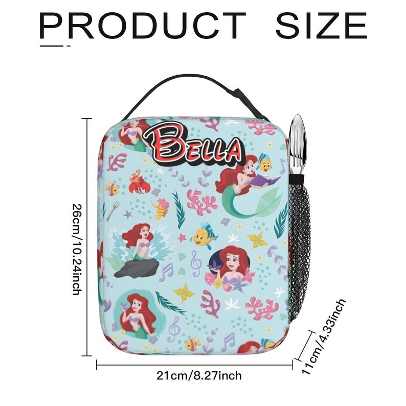 Custom Disney Princess Ariel Backpack Bundle, 17in Little Mermaid School Bag Set with Lunch Bag image 10