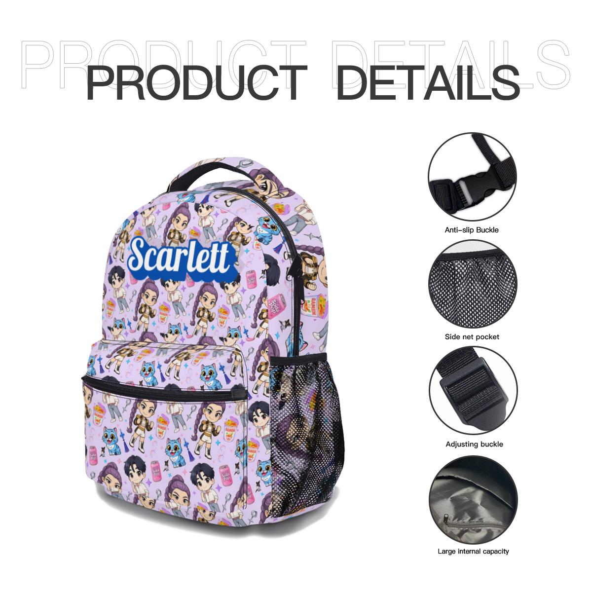 Kpop Demon Hunter Backpack Bundle, Huntrix Backpack 17in Set With