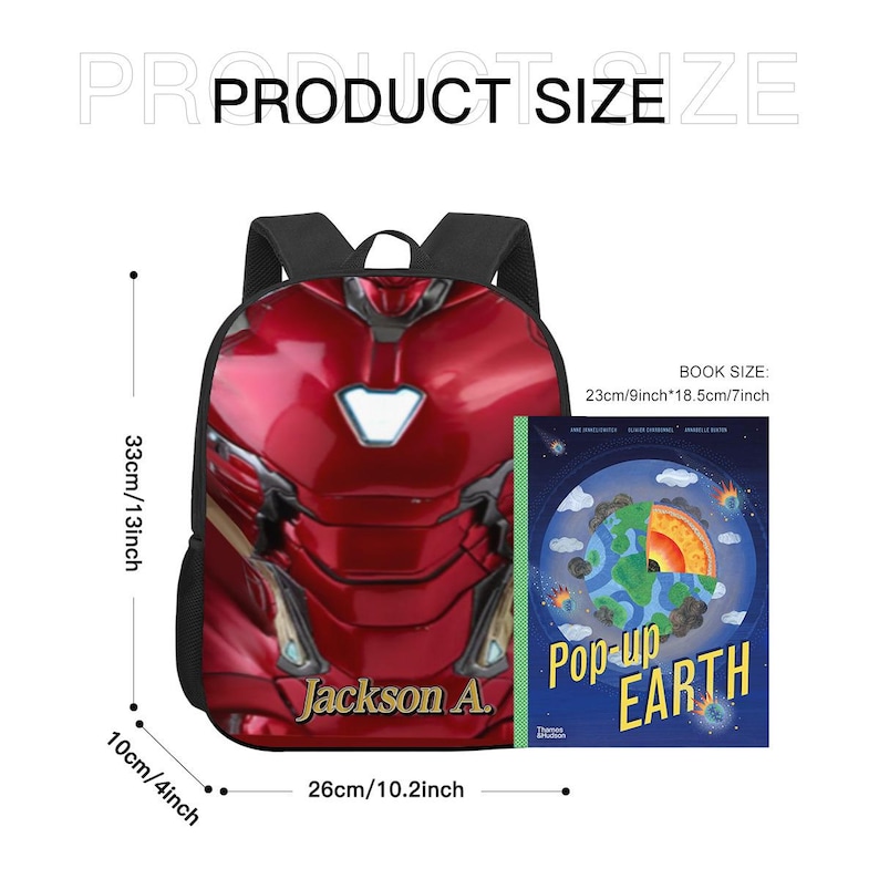 Mochila personalizada de Iron Man, regalo escolar de los Vengadores, 13 pulgadas imagen 8