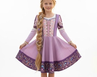 Rapunzel Long Sleeve Dress - Disney Princess Dress for Cosplay & Dress-Up Fun