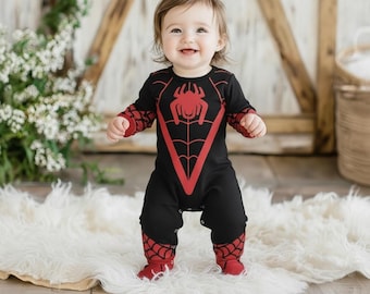 Spider-Man-babyromper – Miles Morales-cosplay, halloweenkostuum