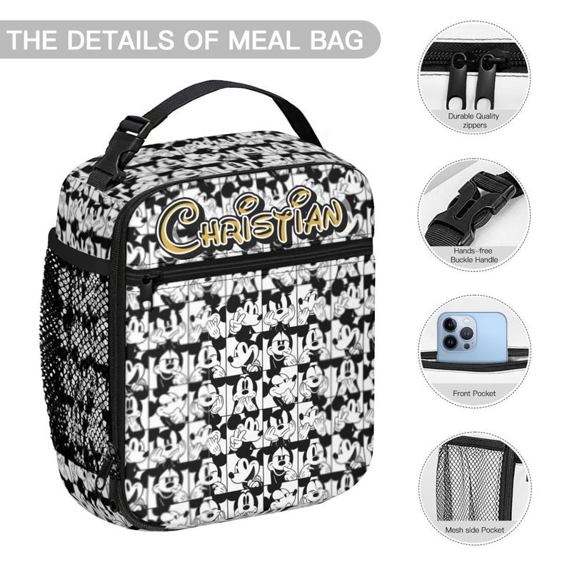 Personalized Mickey Mouse 17in Backpack Bundle with Matching Lunch Bag, Custom Disney Backpack Set image 8