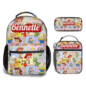 Toy Story rugzak en lunchtasset, Disney Woody, Buzz & Jessie 17-in schooltassenbundel Black