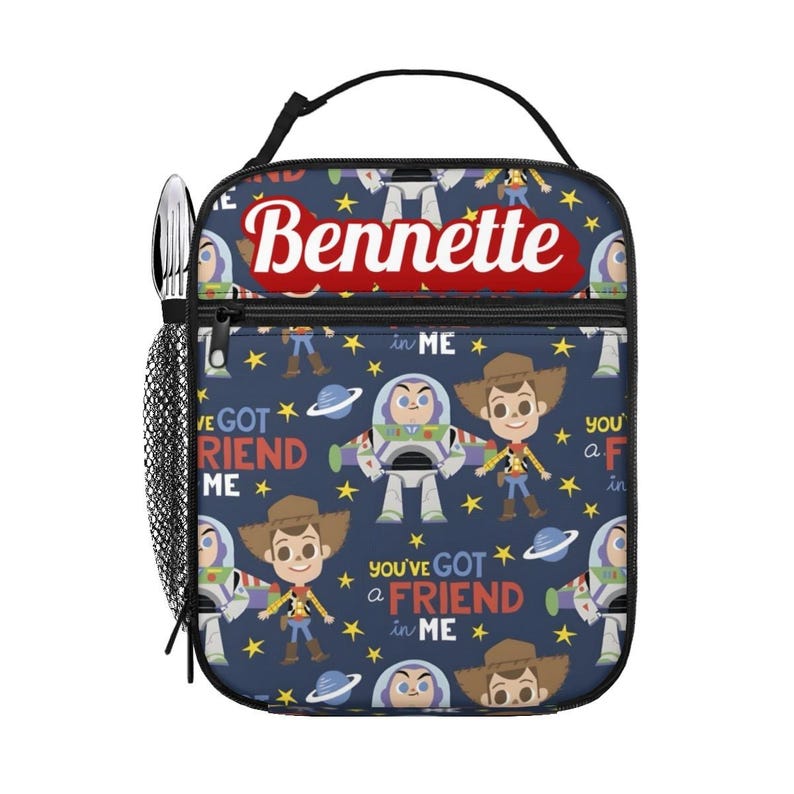 Buzz Lightyear and Woody Lunch Bag , Personalized Toy story lunch box White
