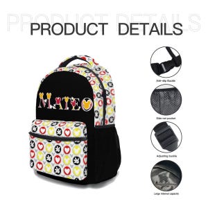 Gepersonaliseerde Mickey Mouse 17-inch rugzakbundel met bijpassende lunchtas, aangepaste Disney-rugzakkenset afbeelding 7