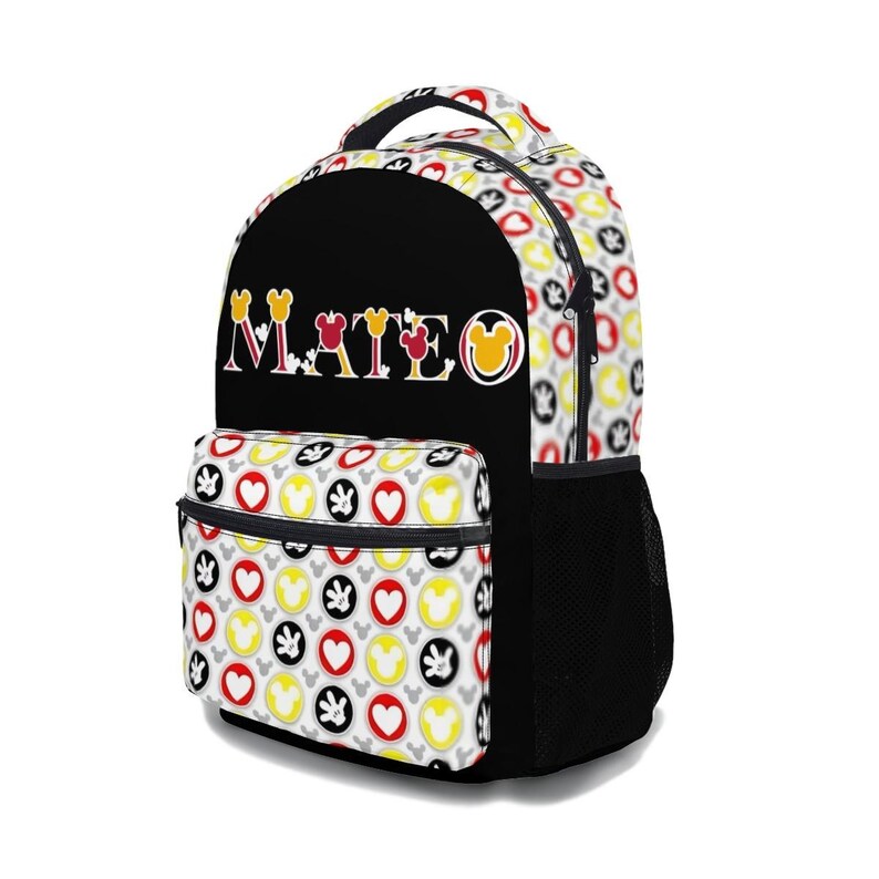 Gepersonaliseerde Mickey Mouse 17-inch rugzakbundel met bijpassende lunchtas, aangepaste Disney-rugzakkenset afbeelding 9