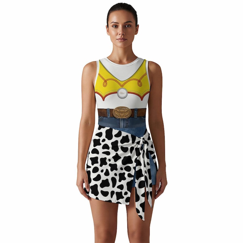 Jessie Cowgirl Tennis Dress | Toy Story Athletic Costume | Western Sleeveless Mini Dress with Skort image 3