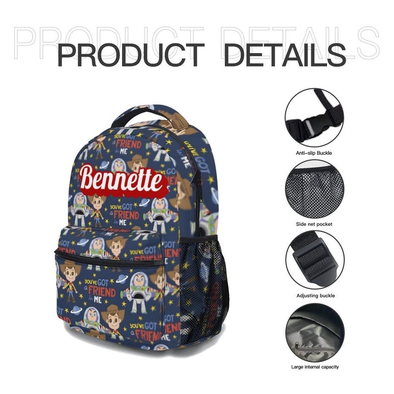 Personalized Toy Story 17in Backpack Bundle with Matching Lunch Bag, Custom Disney Backpack Set image 7