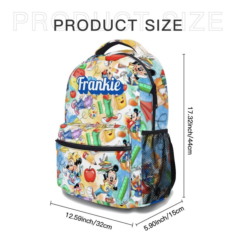 Personalized Mickey Mouse 17in Backpack Bundle with Matching Lunch Bag, Custom Disney Backpack Set image 9