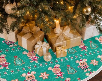 Mickey Christmas Tree Skirt , Gingerbread Quilted trees skirts , Disney Holiday Decor Gift