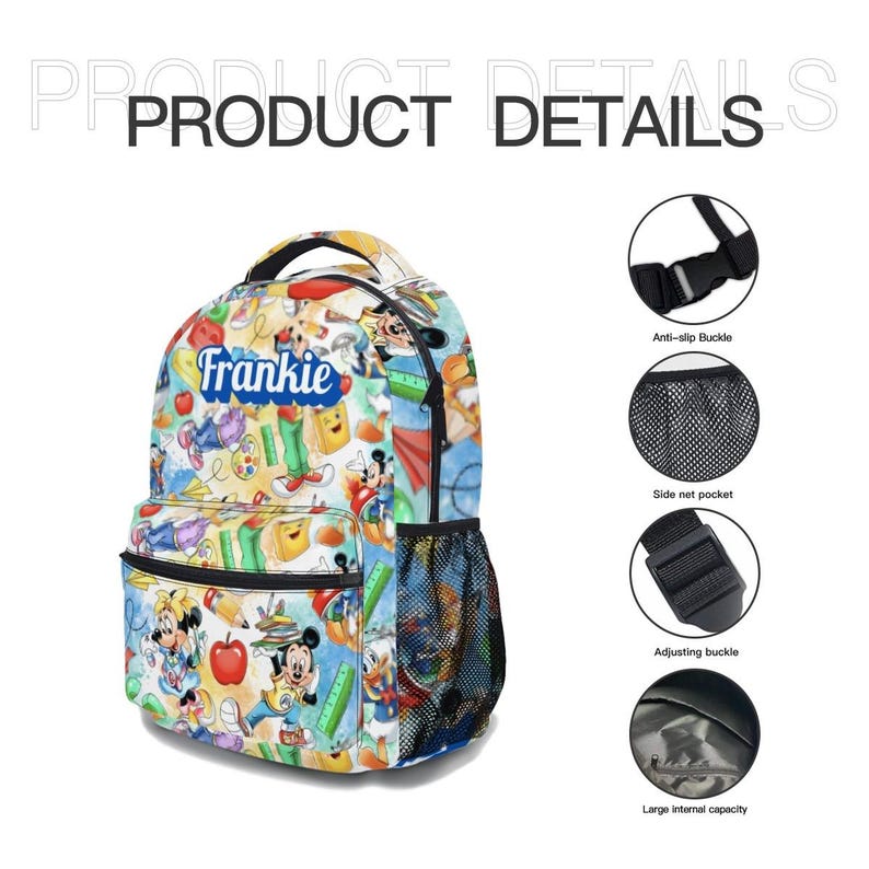 Personalized Mickey Mouse 17in Backpack Bundle with Matching Lunch Bag, Custom Disney Backpack Set image 5
