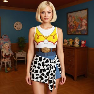 Jessie Cowgirl Tennis Dress | Toy Story Athletic Costume | Western Sleeveless Mini Dress with Skort image 1