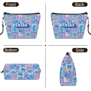 Neceser personalizado de Lilo & Stitch / Estuche de viaje de cosméticos personalizado de piel sintética imagen 5