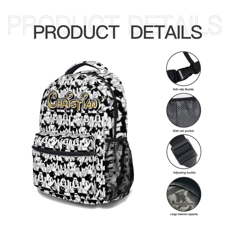 Personalized Mickey Mouse 17in Backpack Bundle with Matching Lunch Bag, Custom Disney Backpack Set image 6