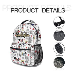 Personalized Mickey Mouse 17in Backpack Bundle with Matching Lunch Bag, Custom Disney Backpack Set image 6