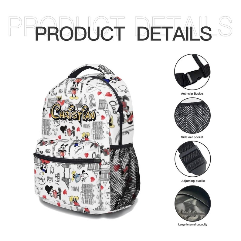 Personalized Mickey Mouse 17in Backpack Bundle with Matching Lunch Bag, Custom Disney Backpack Set image 6