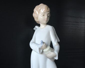Figura de porcelana vintage NAO Lladró Angel Boy / Decoración española de porcelana Lladró