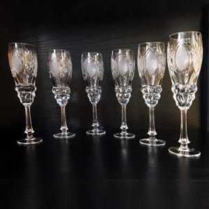 Bohemian Cut Crystal Champagne Flutes 7”, Czech Crystal Toasting Glasses – Hand Cut Crystal Stemware Set of 6