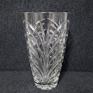 Large Bohemian Cut Crystal Vase | Vintage Czech Lead Crystal Wedding Centerpiece