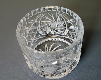 Vintage Cut Crystal Sugar Bowl | Pinwheel Starburst Candy Dish
