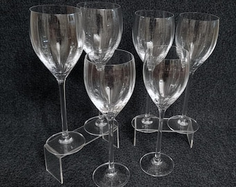 Vintage Lead Crystal Wine Goblets, Ribbed Optic Glasses, Set of 6, Long-stemmed Elegant Stemware