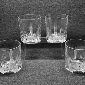 Old Fashioned Bormioli Rocco Selecta Whiskey Glasses, Set of 4 Italian Cut Glass Rocks Tumblers | Home Barware heavy Lowballs