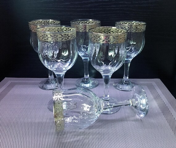 Set of 6 Vintage Italian Wine Glasses | Silver Filigree Rim, Fluted Bowls -  Etsy Israel